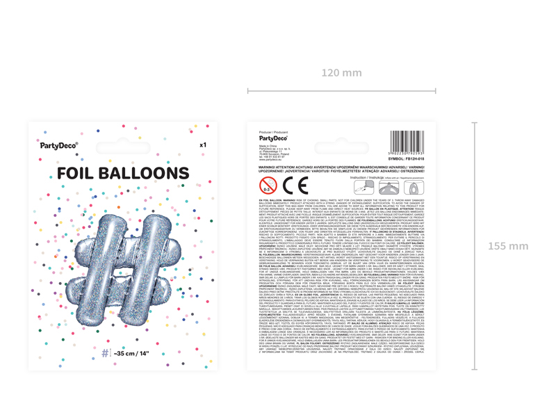 Balon foliowy #, 35cm, holograficzny - 1szt. - obrazek nr. 9