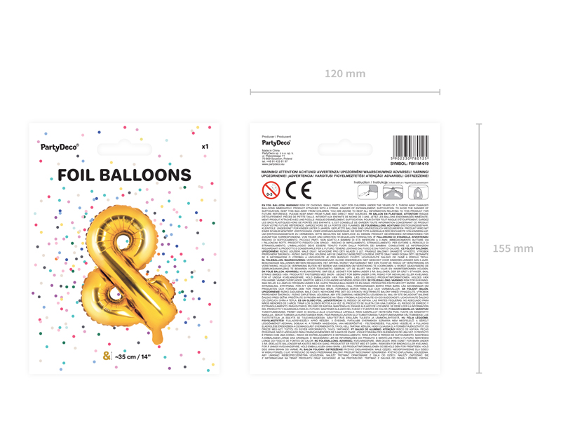 Balon foliowy &, 35cm, złoty - 1szt. - obrazek nr. 6