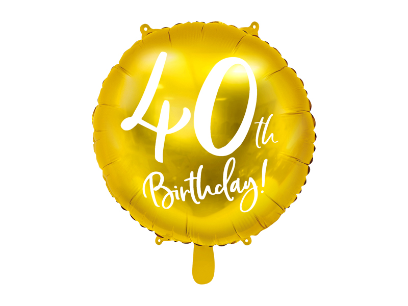 Balon foliowy 40th Birthday, złoty, 45cm - 1szt. - obrazek nr. 4