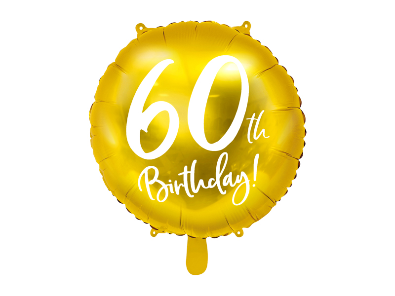 Balon foliowy 60th Birthday, złoty, 45cm - 1szt. - obrazek nr. 4