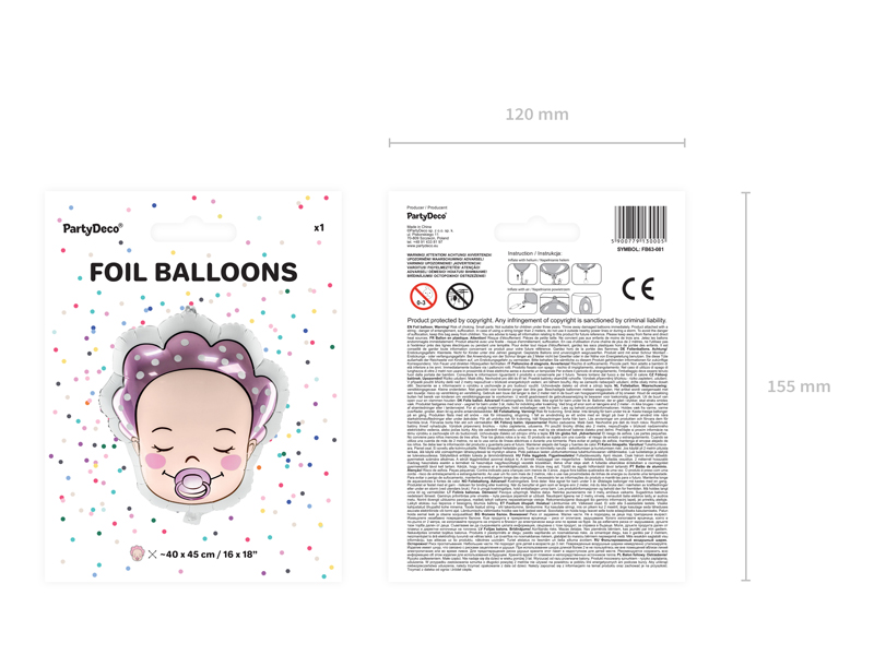 Balon foliowy Bobas - Dziewczynka, 40x45cm, mix - 1szt. - obrazek nr. 8