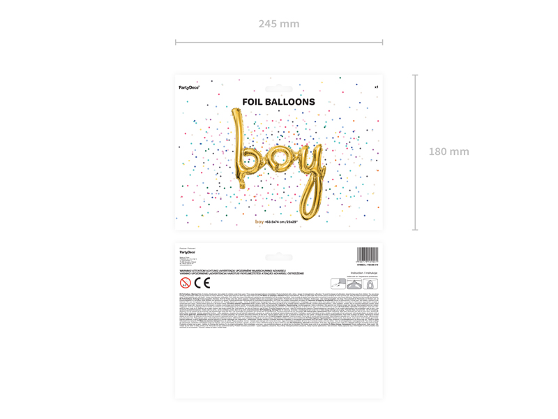 Balon foliowy Boy, złoty, 63,5x74cm - 1szt. - obrazek nr. 8