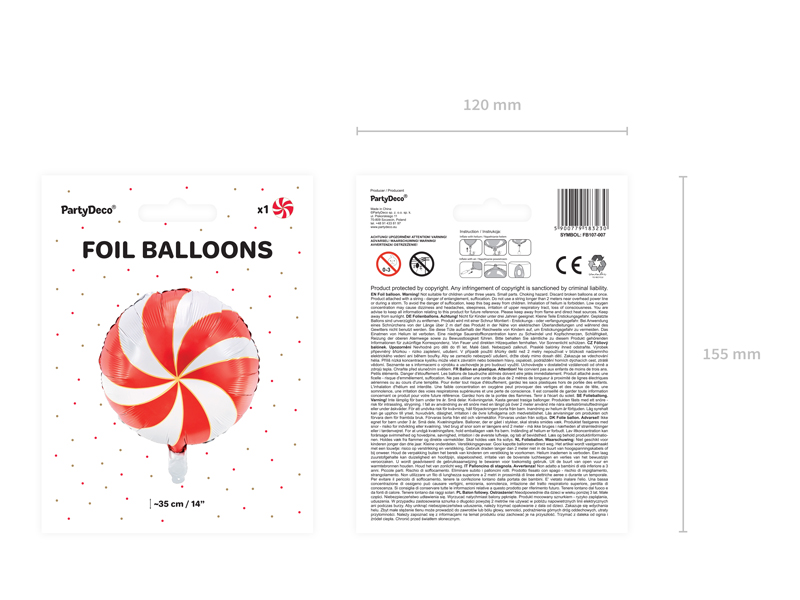 Balon foliowy Cukierek, 35cm, czerwony - 1szt. - obrazek nr. 9