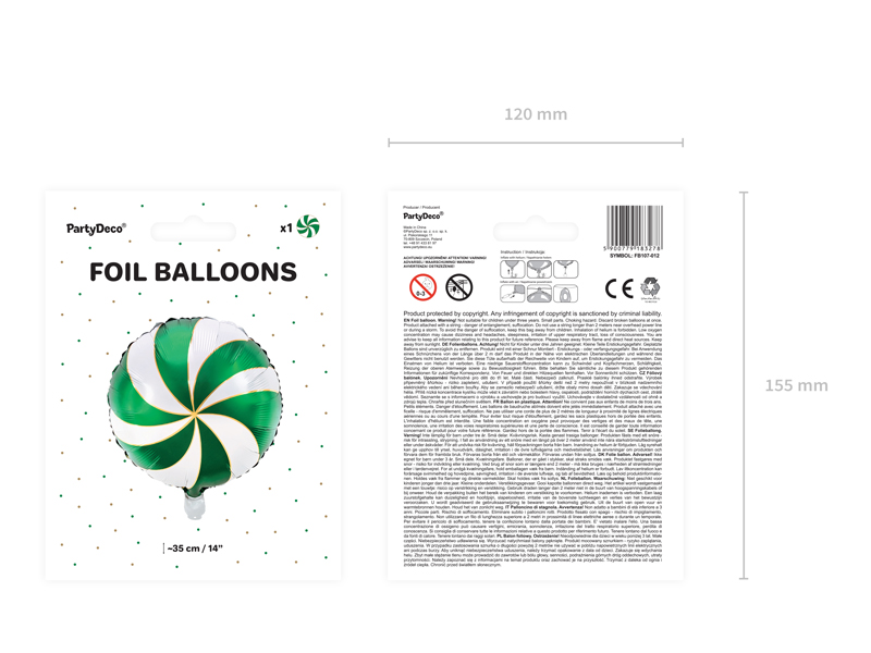 Balon foliowy Cukierek, 35cm, zielony - 1szt. - obrazek nr. 10