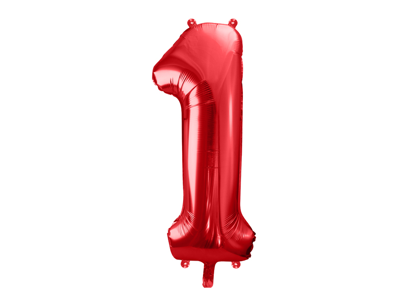 Balon foliowy Cyfra ''1'', 86cm, czerwony - 1szt. - obrazek nr. 4