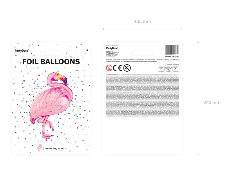 Balon foliowy Flaming, różowy, 70x95cm - 1szt. - obrazek nr. 9
