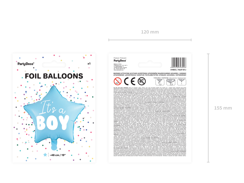 Balon foliowy Gwiazdka - It's a boy, 48cm, jasny niebieski - 1szt. - obrazek nr. 8