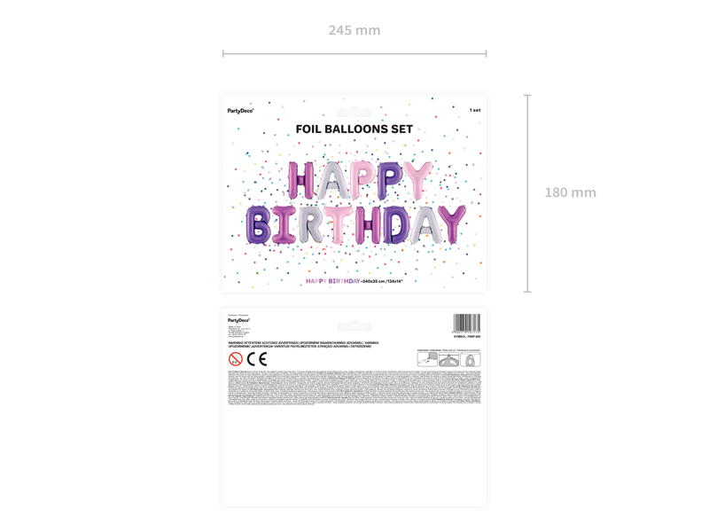 Balon foliowy Happy Birthday, 340x35cm, mix - 1szt. - obrazek nr. 6