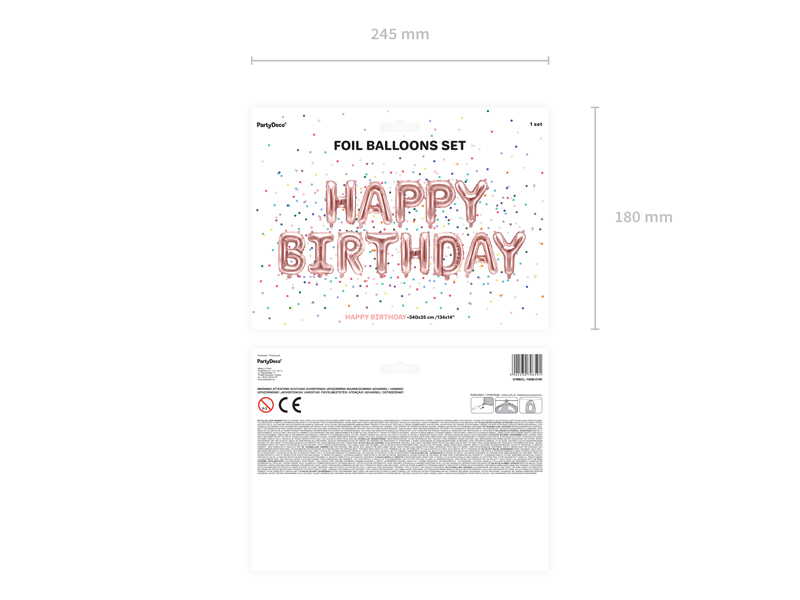 Balon foliowy Happy Birthday, 340x35cm, różowe złoto - 1szt. - obrazek nr. 6