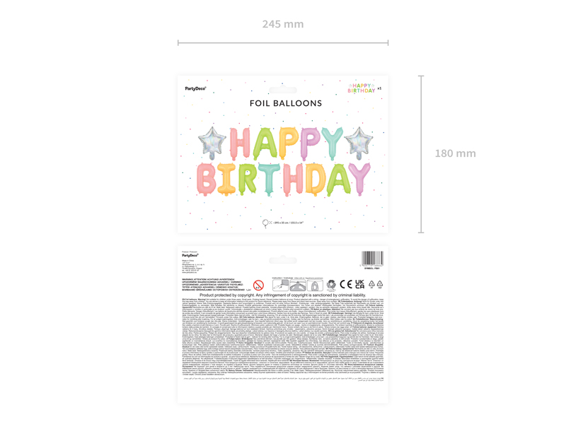 Balon foliowy Happy Birthday, 395x35cm, mix - 1szt. - obrazek nr. 7
