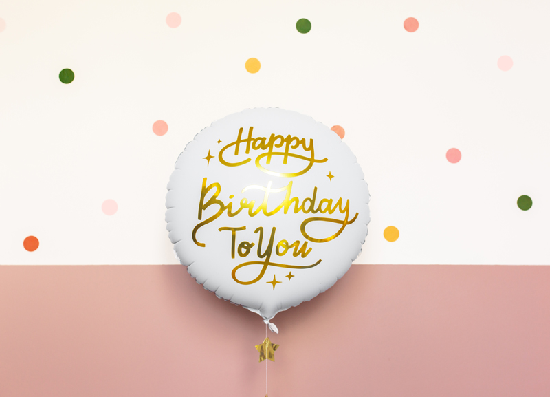 Balon foliowy Happy Birthday To You, 35cm, biały - 1szt. - obrazek nr. 5