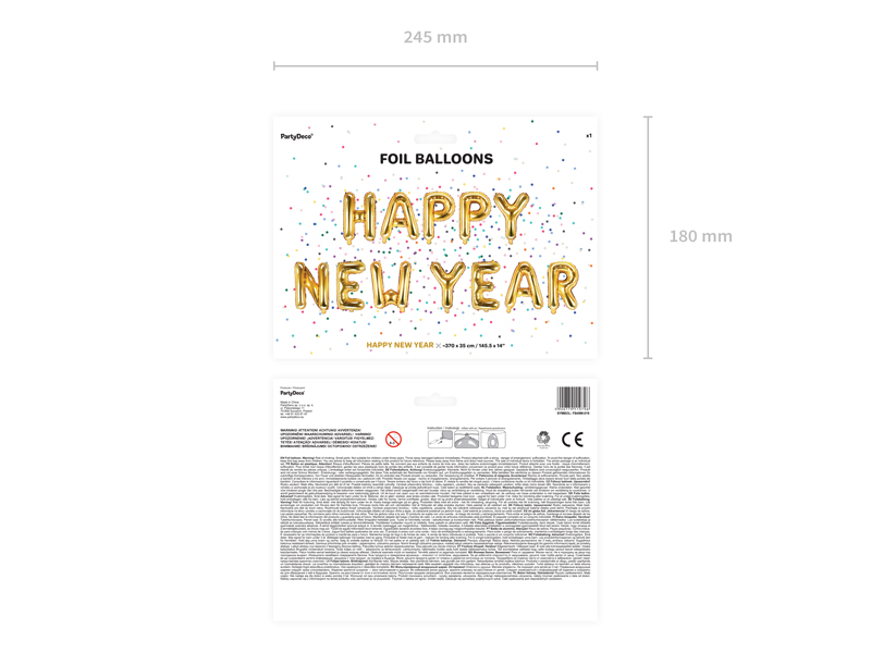 Balon foliowy Happy New Year, 422x46 cm, złoty - 1szt. - obrazek nr. 5