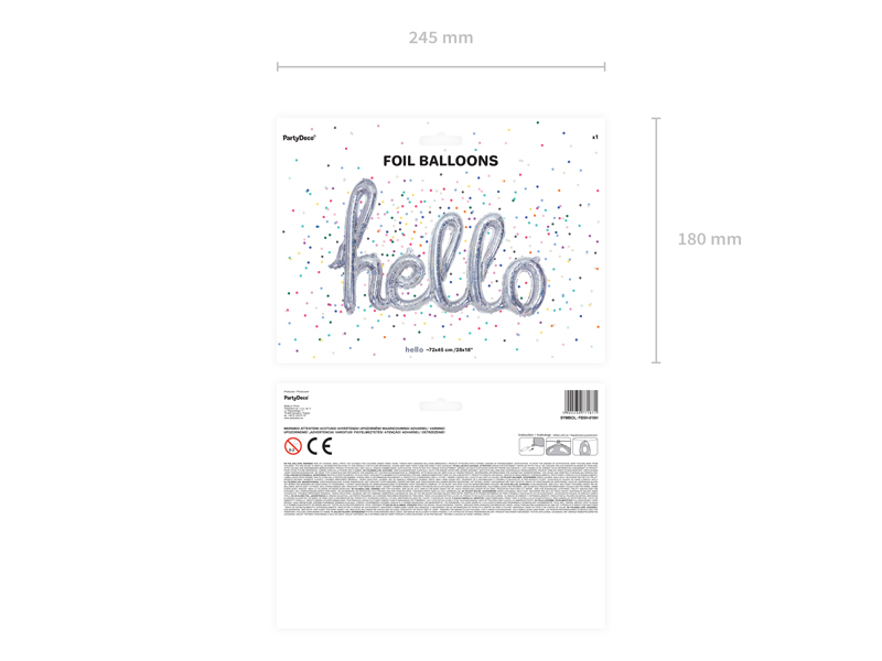 Balon foliowy Hello, 72x45cm, holograficzny - 1szt. - obrazek nr. 9