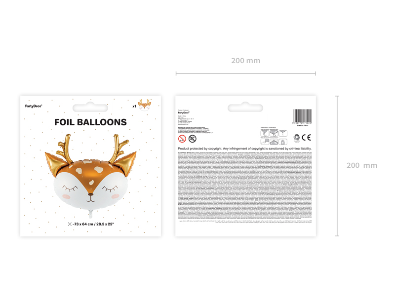 Balon foliowy Jelonek, 73x64cm, mix - 1szt. - obrazek nr. 10