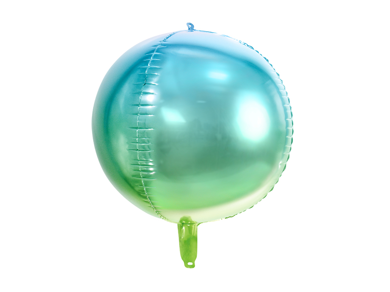 Balon foliowy Kula ombre, niebiesko-zielony, 35cm - 1szt. - obrazek nr. 4