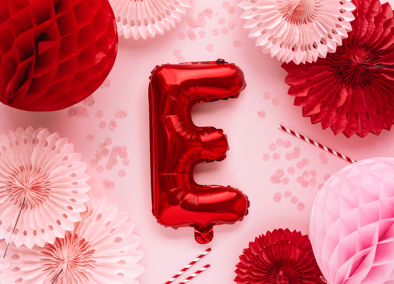 Balon foliowy Litera ''E'', 35cm, czerwony - 1szt. - obrazek nr. 5