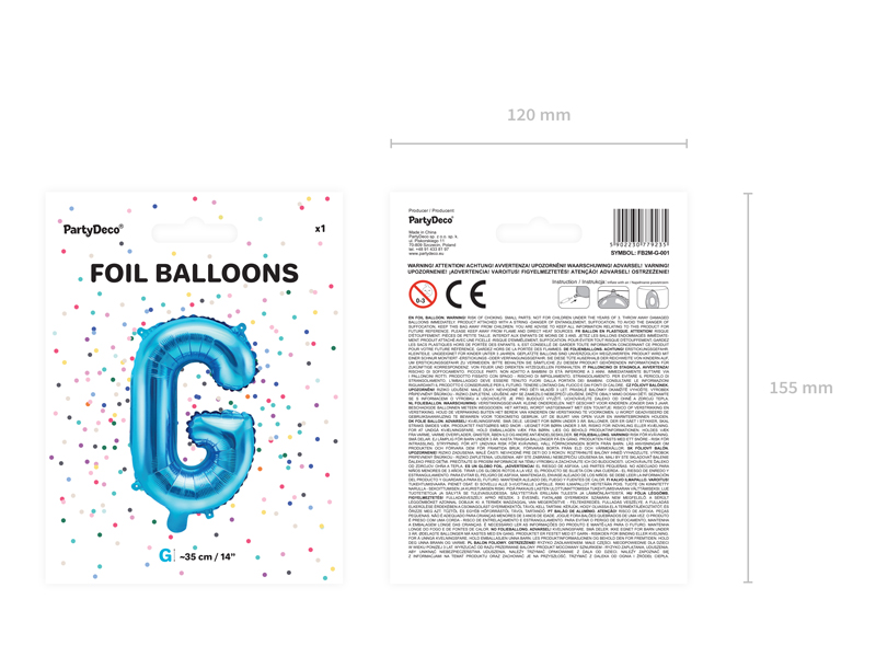 Balon foliowy Litera ''G'', 35cm, niebieski - 1szt. - obrazek nr. 6