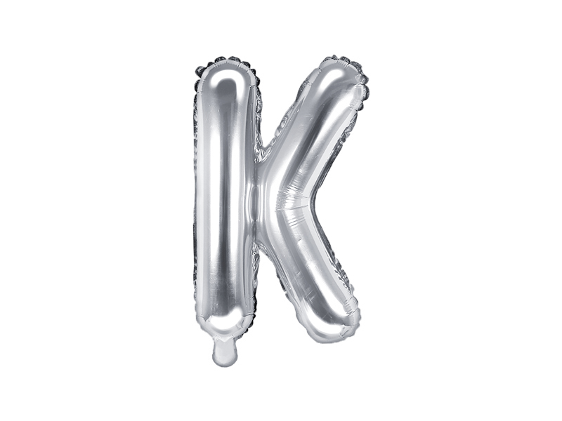 Balon foliowy Litera ''K'', 35cm, srebrny - 1szt. - obrazek nr. 4