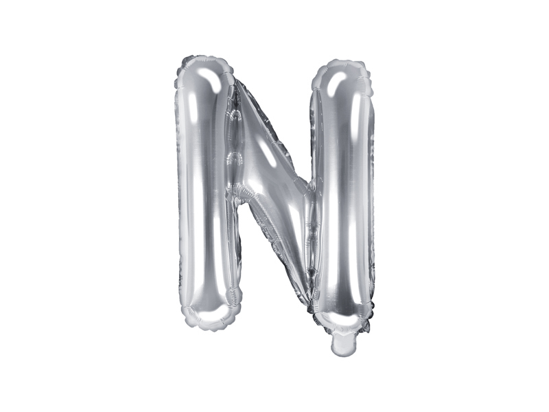 Balon foliowy Litera ''N'', 35cm, srebrny - 1szt. - obrazek nr. 4
