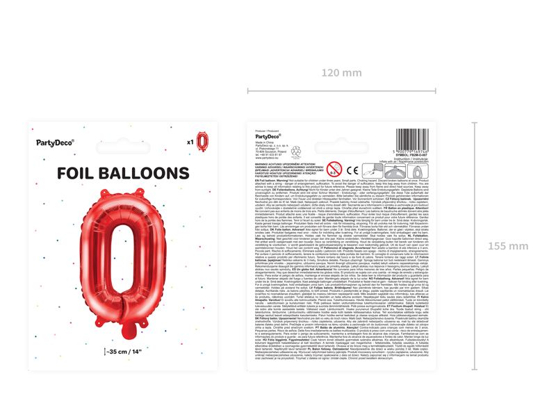 Balon foliowy Litera ''O'', 35cm, czerwony - 1szt. - obrazek nr. 6