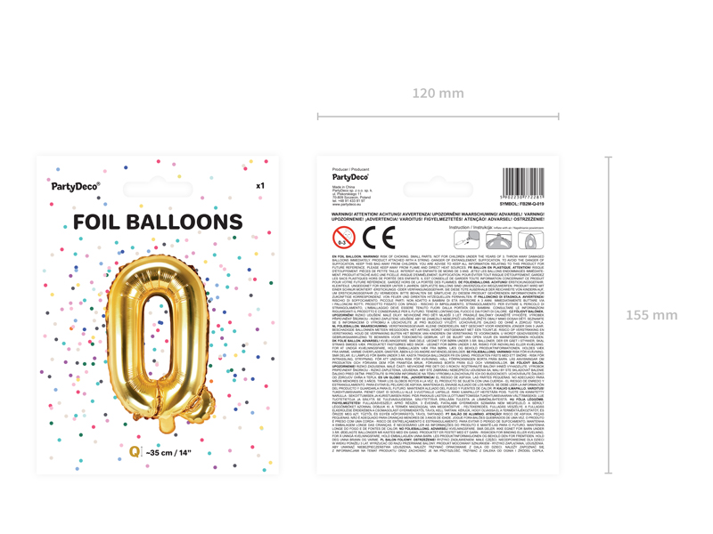 Balon foliowy Litera ''Q'', 35cm, złoty - 1szt. - obrazek nr. 6