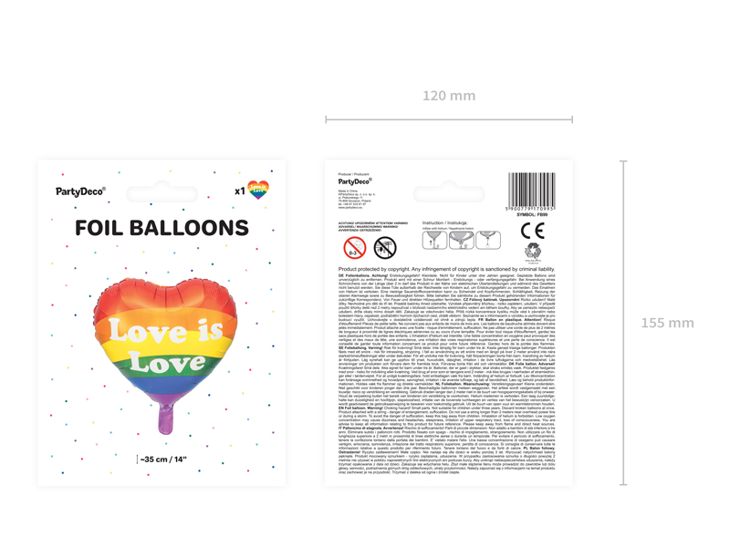 Balon foliowy Love is Love, 35cm, mix - 1szt. - obrazek nr. 7