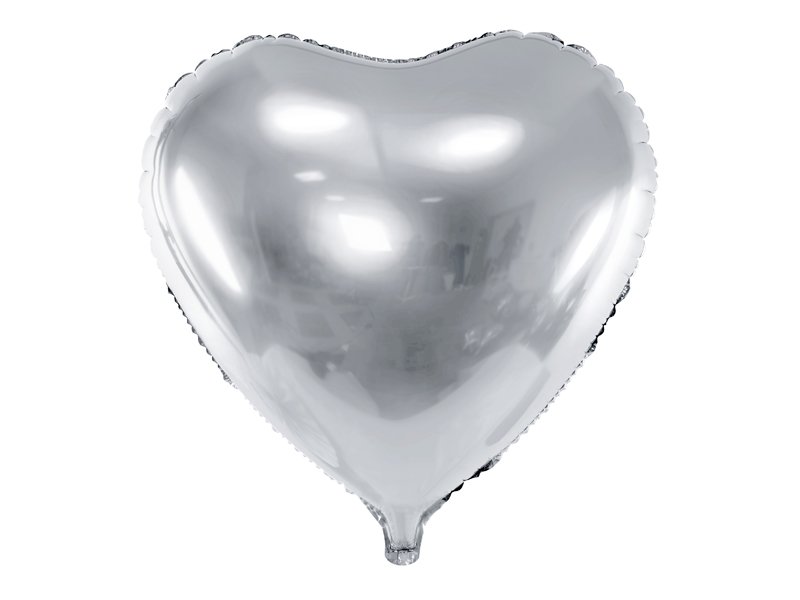 Balon foliowy Serce, 45cm, srebrny - 1szt. - obrazek nr. 4