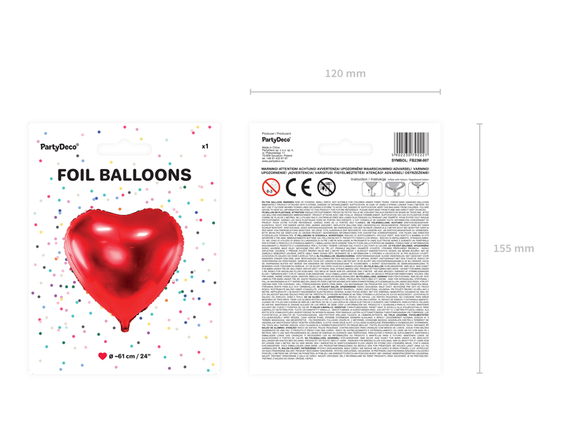 Balon foliowy Serce, 61cm, czerwony - 1szt. - obrazek nr. 8