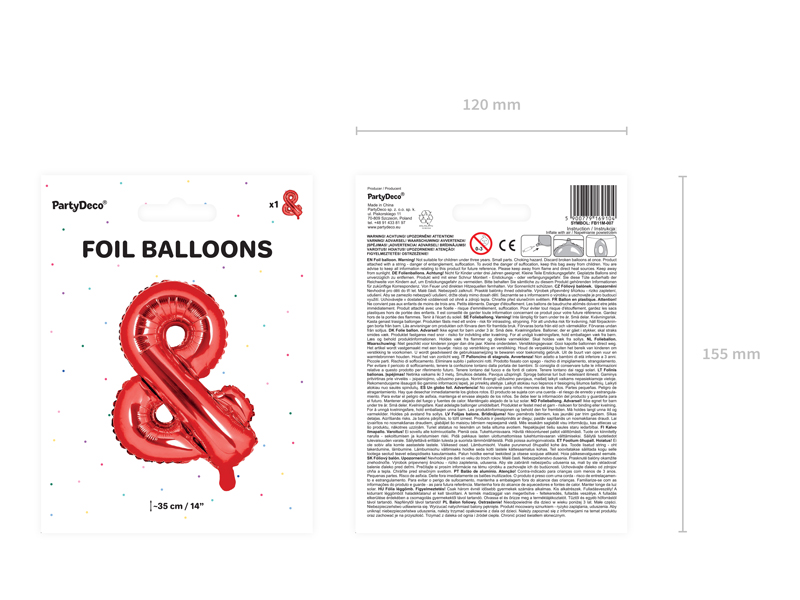 Balon foliowy znak ''&'', 35cm, czerwony - 1szt. - obrazek nr. 6
