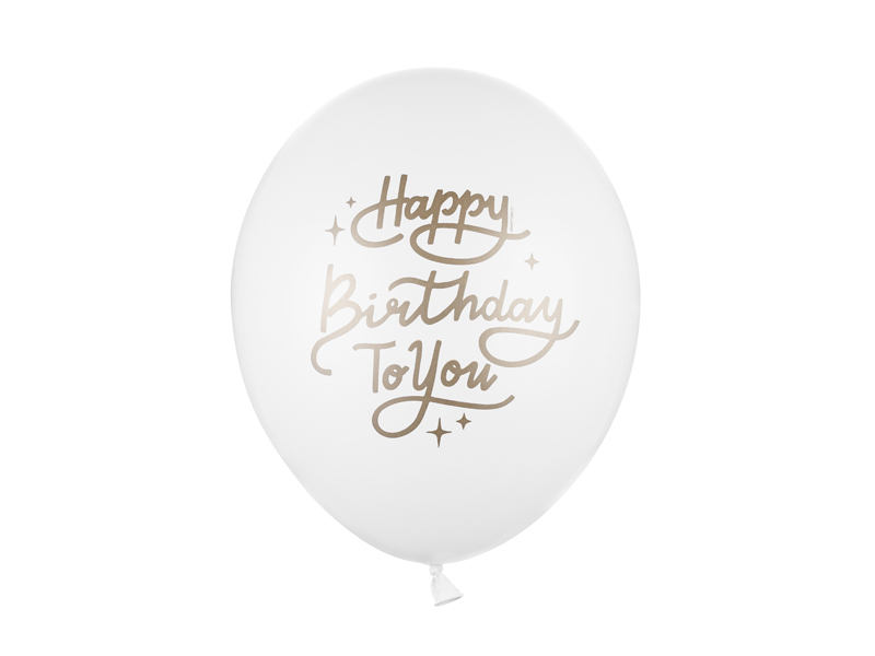 Balony 30 cm, Happy Birthday To You, Pastel Pure White - 50szt. - obrazek nr. 4