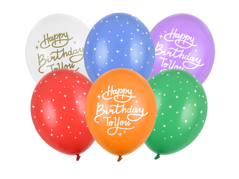 Balony 30 cm, Happy Birthday To You, mix - 6szt. - obrazek nr. 4