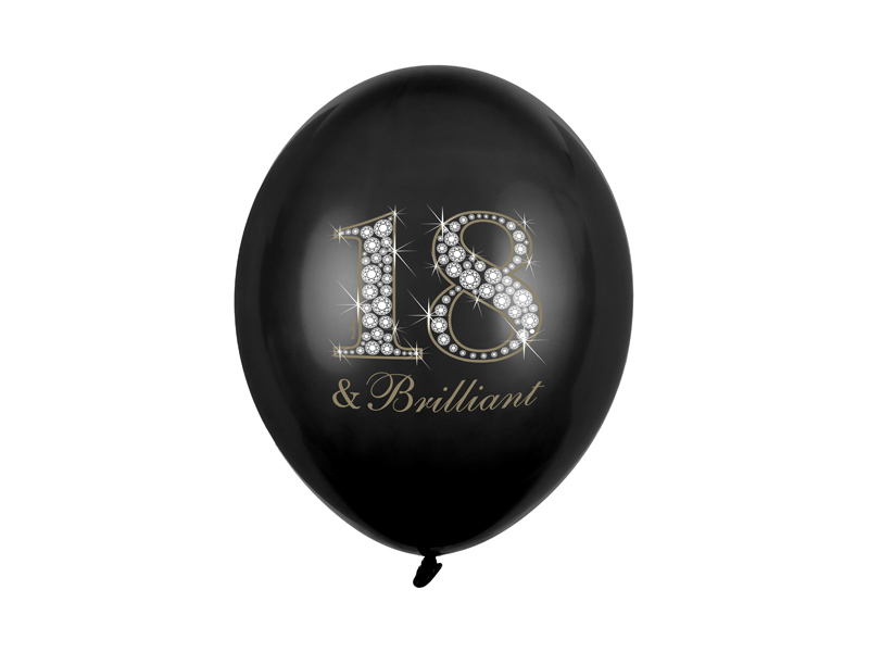 Balony 30cm, 18 & Brilliant, Pastel Black - 6szt. - obrazek nr. 4
