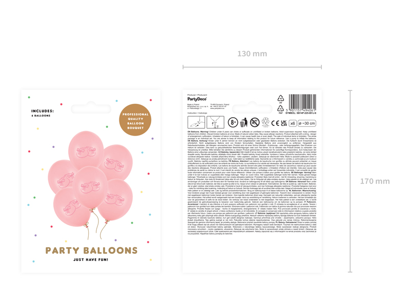 Balony 30cm, Bucik, Pastel Baby Pink - 6szt. - obrazek nr. 5