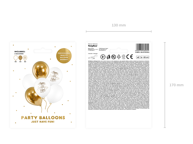 Balony 30cm, Happy Birthday To You, mix - 6szt. - obrazek nr. 6