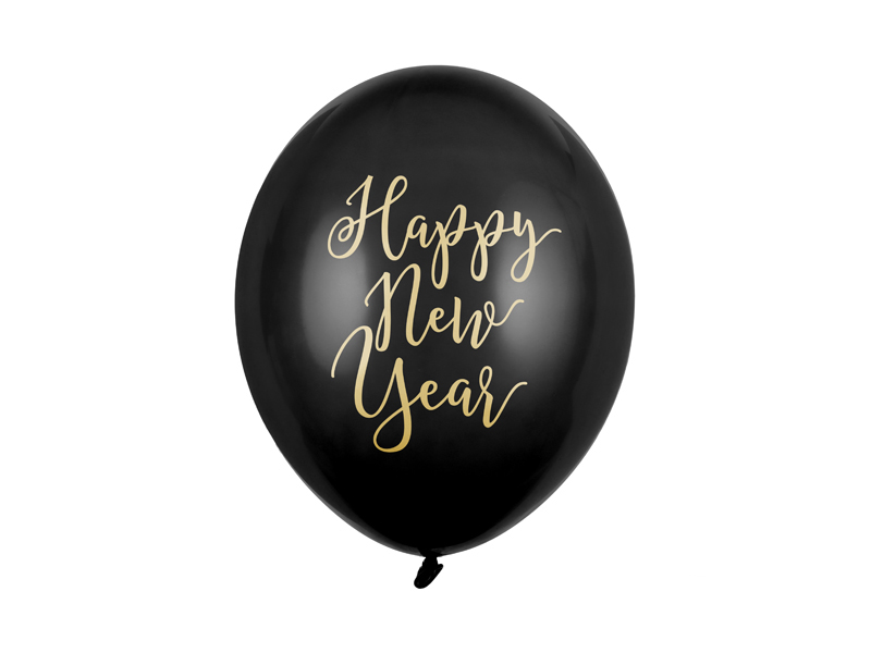Balony 30cm, Happy New Year, Pastel Black - 50szt. - obrazek nr. 4