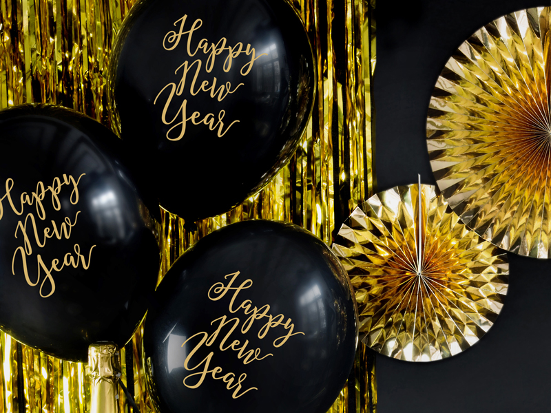 Balony 30cm, Happy New Year, Pastel Black - 50szt. - obrazek nr. 5