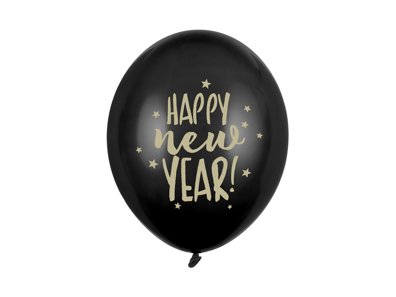 Balony 30cm, Happy New Year, Pastel Black - 6szt. - obrazek nr. 5