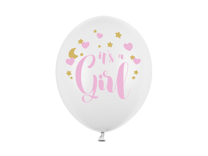 Balony 30cm, It's a Girl, P. Pure White - 50szt. - obrazek nr. 4