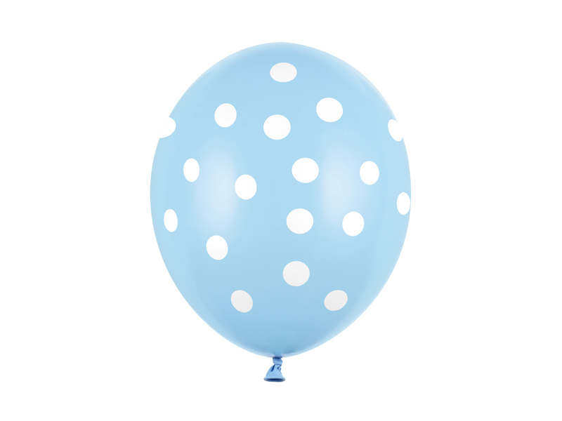 Balony 30cm, Kropki, Pastel Baby Blue - 6szt. - obrazek nr. 4