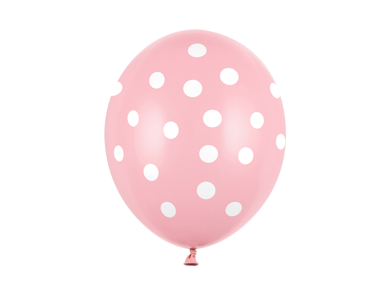 Balony 30cm, Kropki, Pastel Baby Pink - 6szt. - obrazek nr. 4