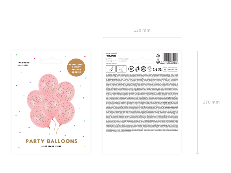 Balony 30cm, Kropki, Pastel Baby Pink - 6szt. - obrazek nr. 5