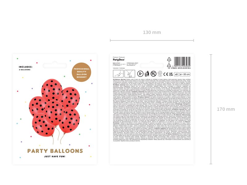 Balony 30cm, Kropki, Pastel Poppy Red - 6szt. - obrazek nr. 6