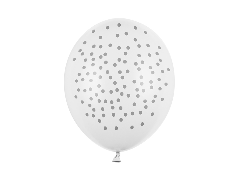 Balony 30cm, Kropki, Pastel Pure White - 6szt. - obrazek nr. 4