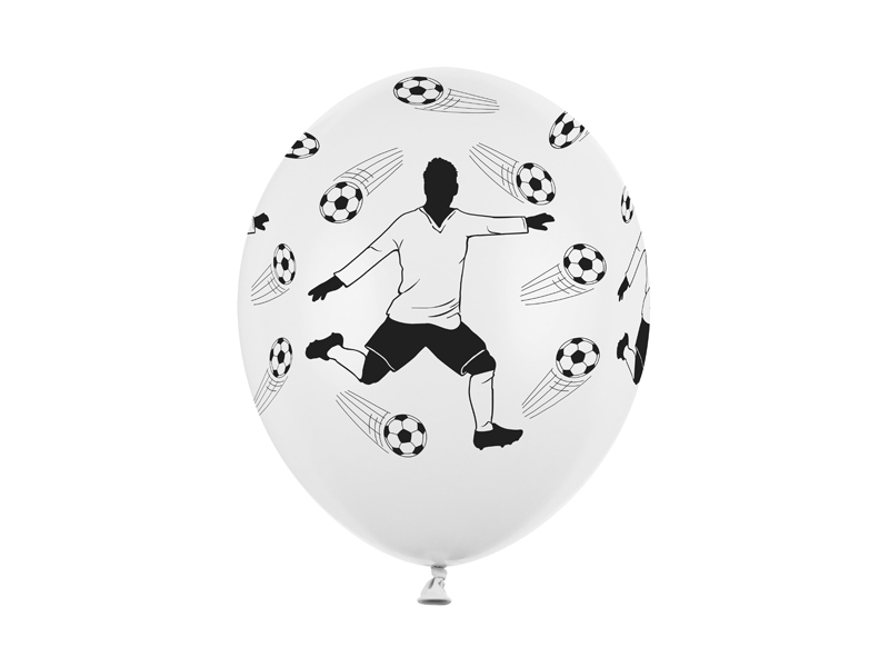 Balony 30cm, Piłkarz i piłki, Pastel White - 6szt. - obrazek nr. 4