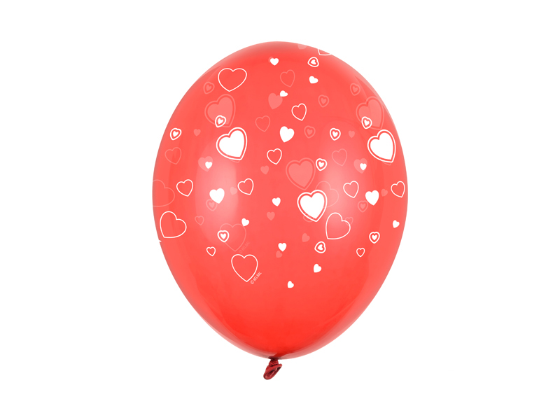 Balony 30cm, Serca, Crystal Poppy Red - 50szt. - obrazek nr. 4