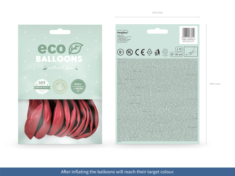 Balony Eco 26cm metalizowane, czerwony - 10szt. - obrazek nr. 5