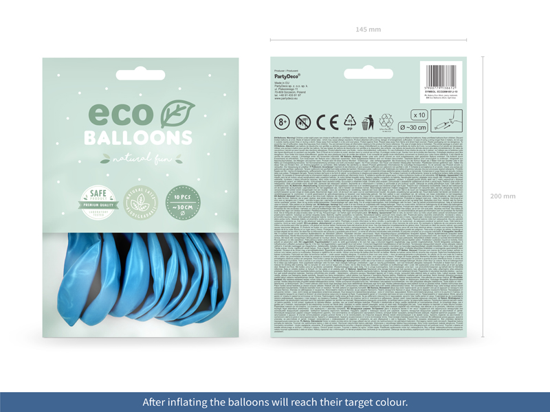 Balony Eco 26cm metalizowane, jasny niebieski - 10szt. - obrazek nr. 5