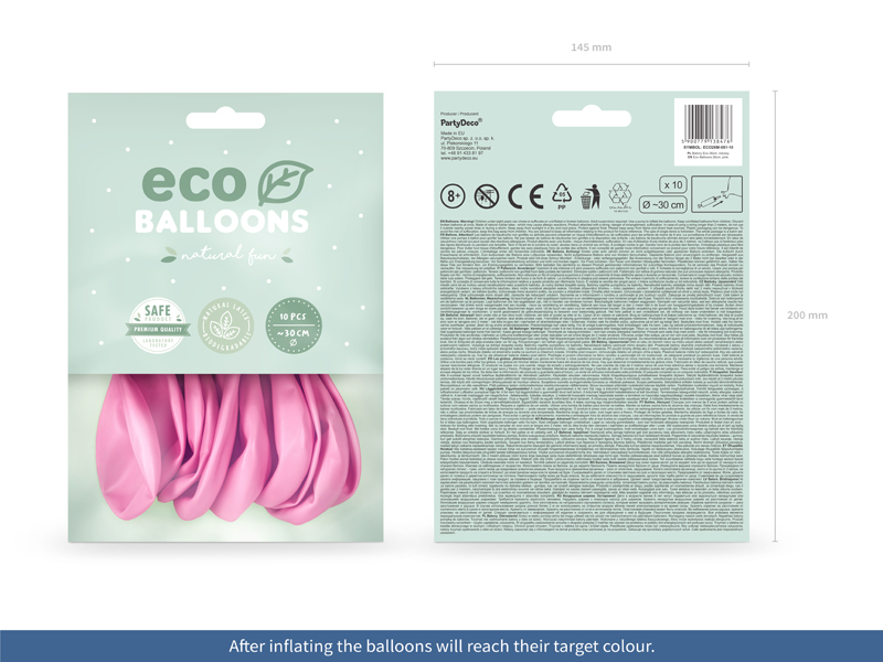 Balony Eco 26cm metalizowane, różowy - 10szt. - obrazek nr. 5