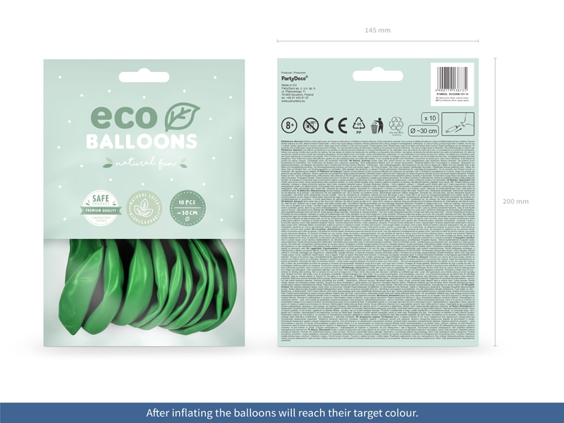 Balony Eco 26cm metalizowane, zielona trawa - 10szt. - obrazek nr. 5
