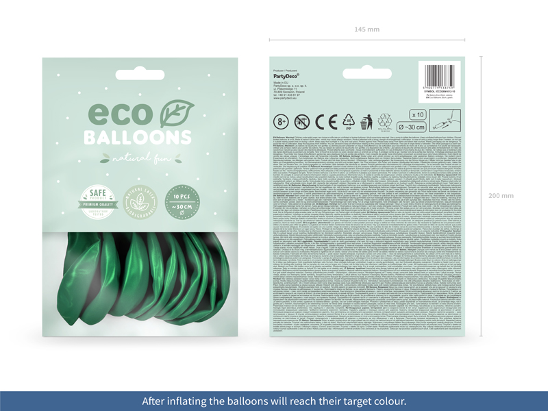 Balony Eco 26cm metalizowane, zielony - 10szt. - obrazek nr. 5